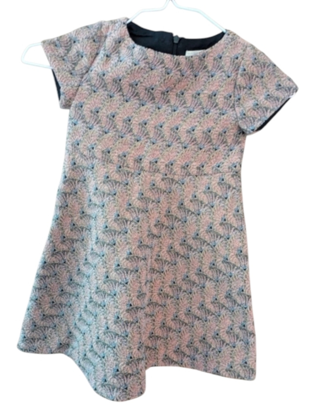 Zara Gray A-Line Dress Cap Sleeve Crew Neck